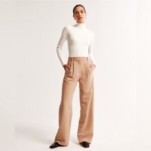 Abercrombie Sloane Wide Leg Tan Tailored Trouser